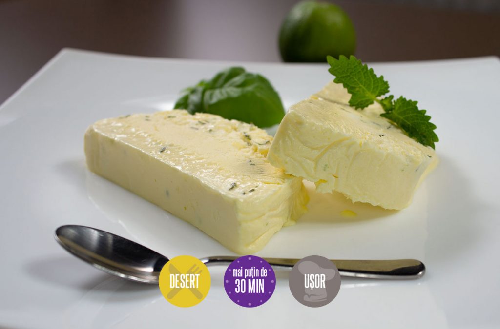 semifreddo de citrice, busuioc și lămâiță