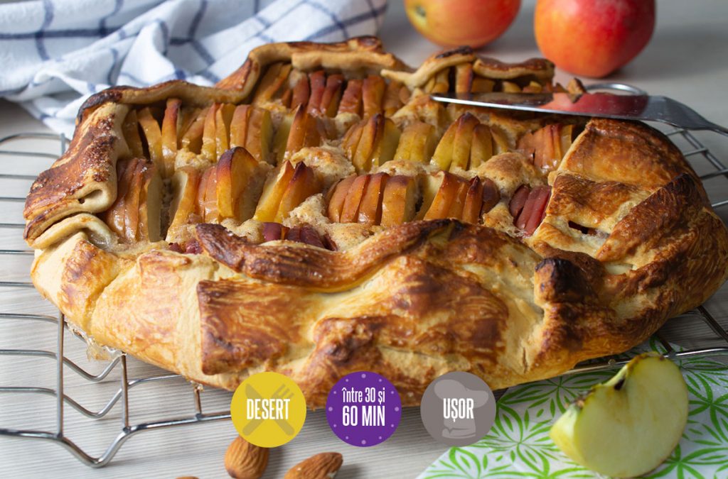 tartă rustică cu mere și cremă de migdale (sau cremă frangipane)