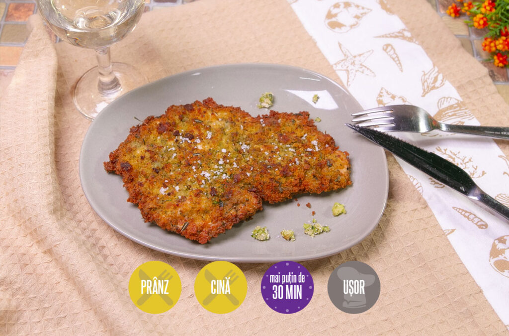 Snitel de pui in crusta de pesmet aromat