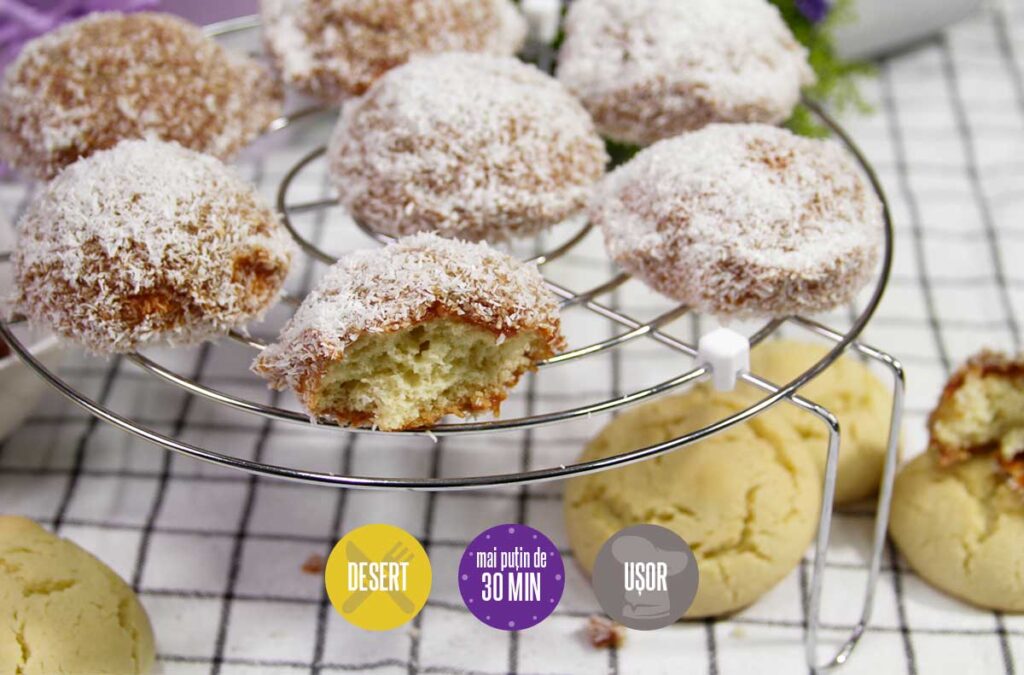 Biscuiți cu gem și nucă de cocos
